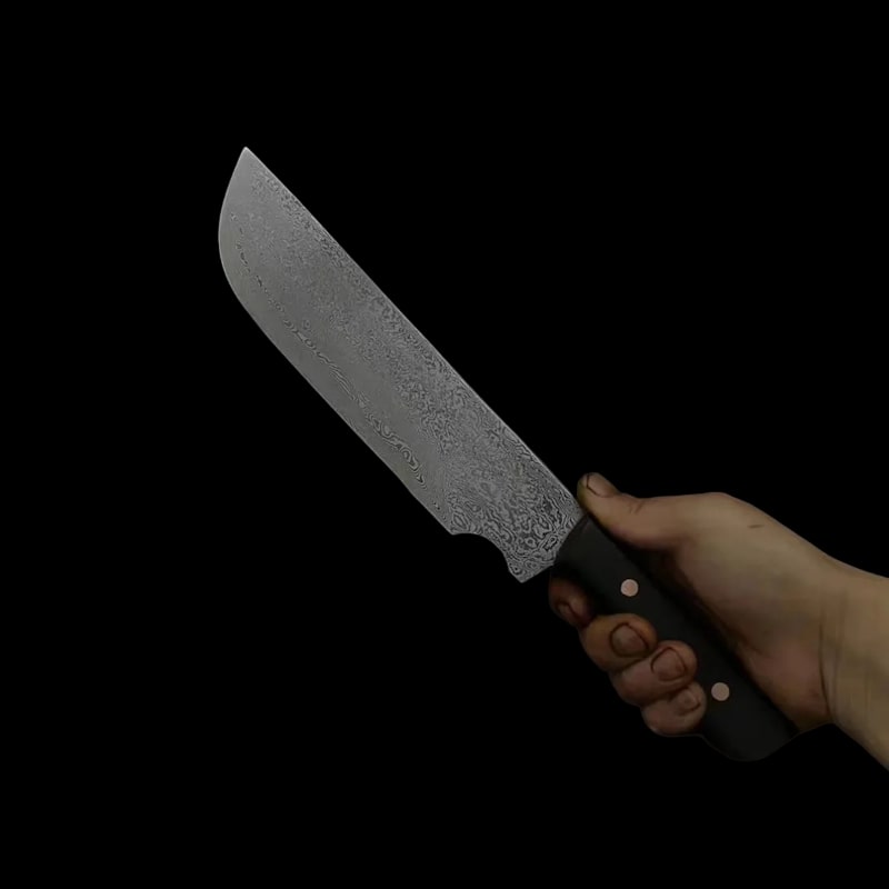 Poignée ergonomique de la machette japonaise artisanale en acier damas – prise en main robuste