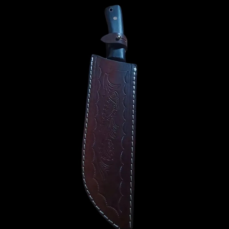 Fourreau en cuir gravé pour machette japonaise artisanale – protection élégante et résistante