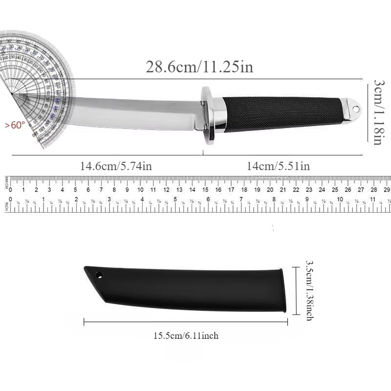 Découvrez le Tanto Tactique Japonais, un couteau d’exception alliant tradition et modernité. Sa lame en acier 9CR18Mov ultra-tranchante et son manche en Kray-Ex offrent une prise en main sécurisée et une résistance optimale. Idéal pour les collectionneurs et passionnés de bushido. Commandez maintenant !