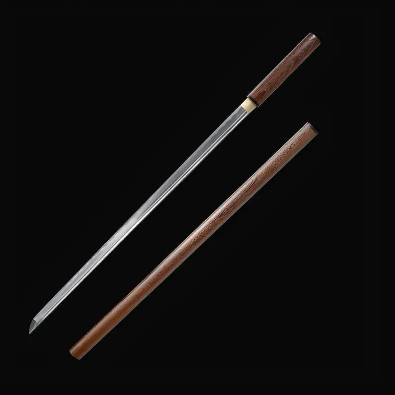 Katana traditionnel japonais Shirasaya, bois de rose véritable et lame complète en acier 1060