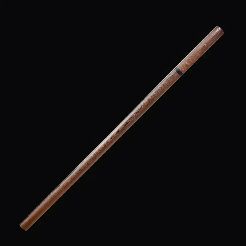Vue du saya en bois de rose véritable du katana japonais Shirasaya – finition artisanale sobre.
