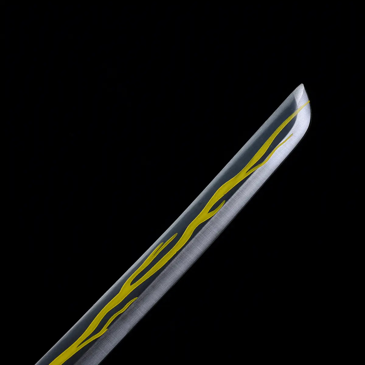 Pointe de lame du katana Zenitsu – design éclairs UV imprimés, acier carbone