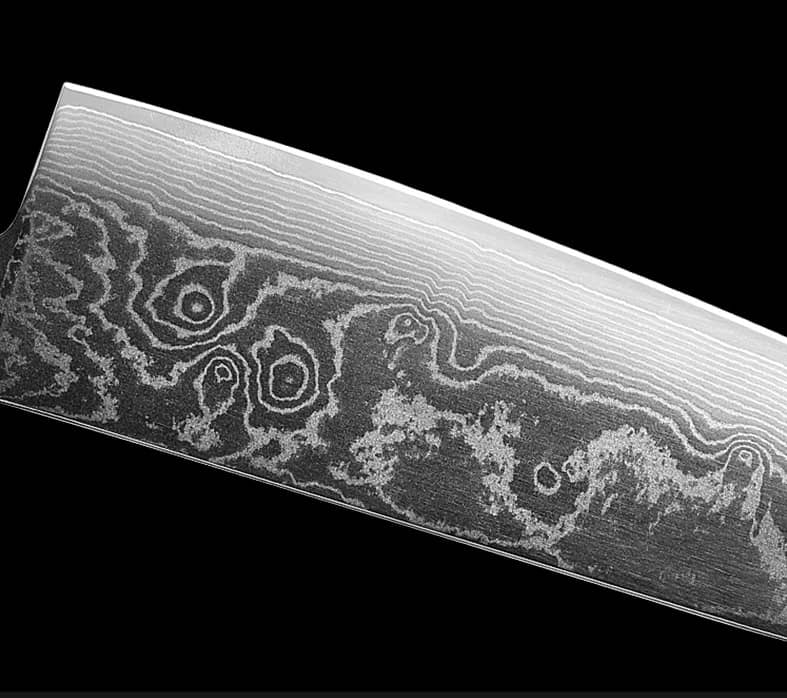 Lame en acier damas couteau de cuisine de chef japonais