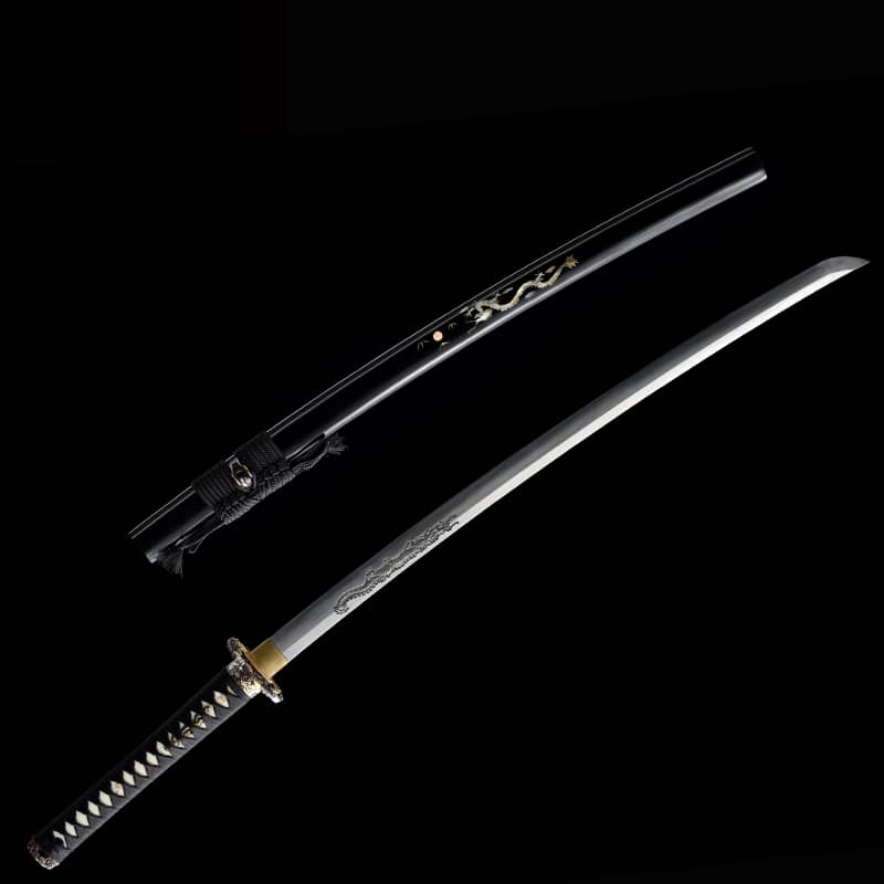 Katana prestigieux black dragon en acier t10 arme de collection samurai