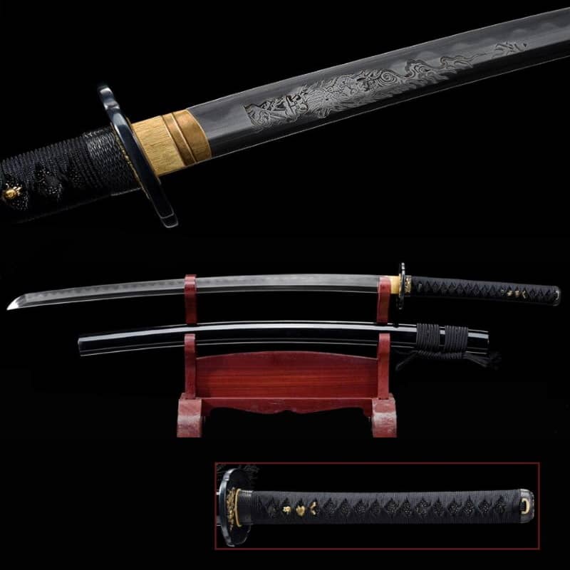 Katana artisanal avec gravure du dieu Fudo Myoo
