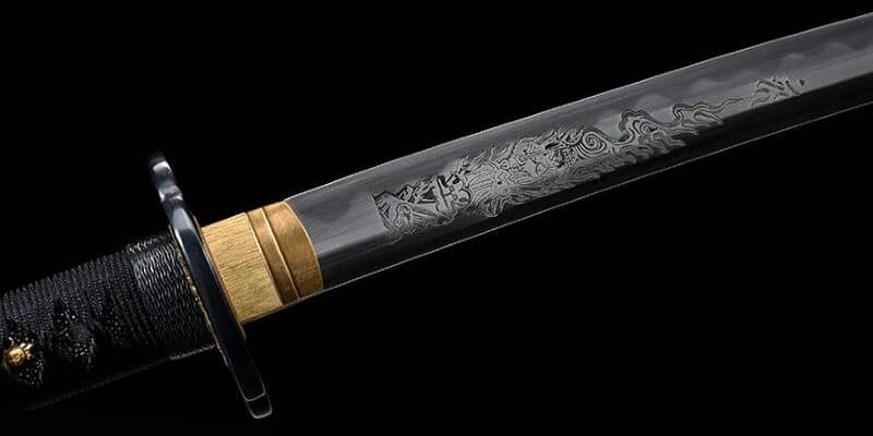 Katana artisanal avec gravure du dieu Fudo Myoo
