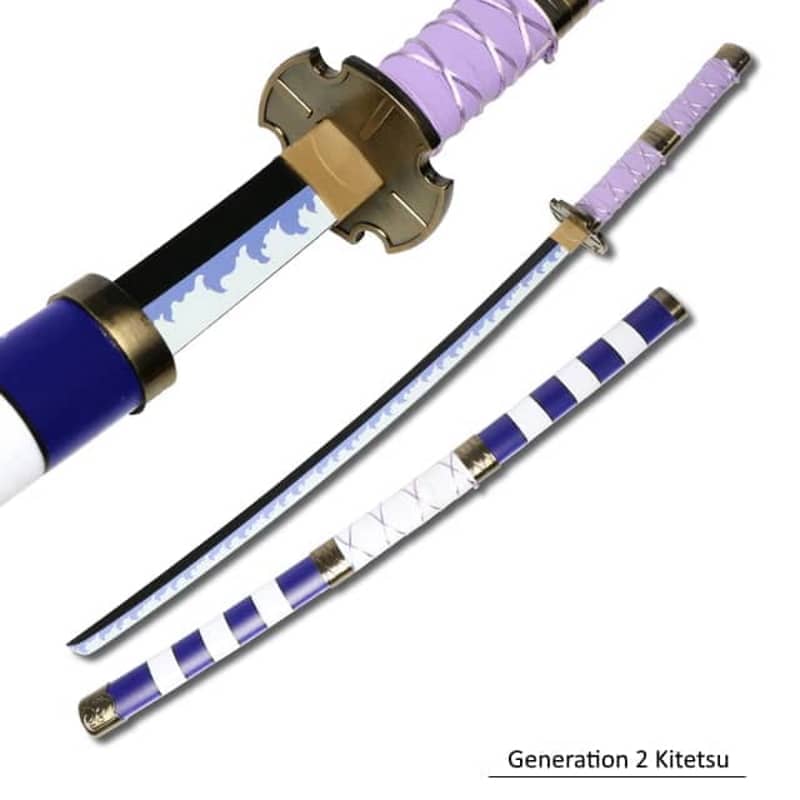 Sandai kitetsu génération 2 lame en bois couleur bleu blanc et violet