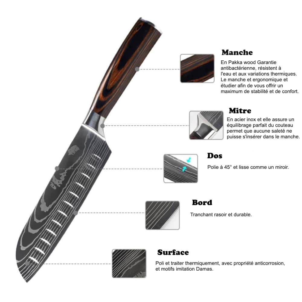 Couteau santoku collection Kurogane