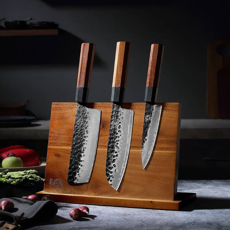 Le Set Asiatique de 3 couteaux : Couteau d'Office, Santoku, Hachoir - Kotai  Pas Cher