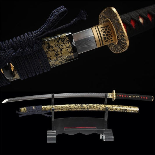 Katana Tomoe Gozen en acier carbone pliée Mokume-gane – couteaux