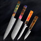Set de 4 couteaux de cuisine japonais collection Satori acier damas manche en bois multicolore 