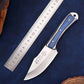 Dimensions du couteau japonais à viande Aoshi™ avec lame inox 9,8 cm et manche bleu 10 cm, pour découpe précise.