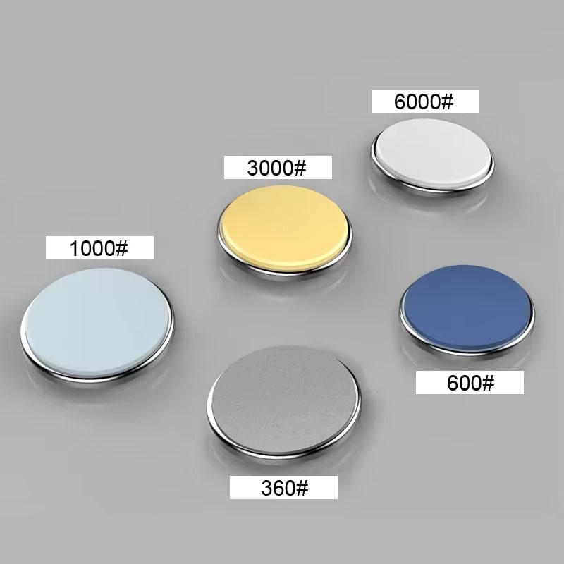 Lot de 5 disques magnétiques interchangeables avec différents grains : 360, 600, 1000, 3000 et 6000.