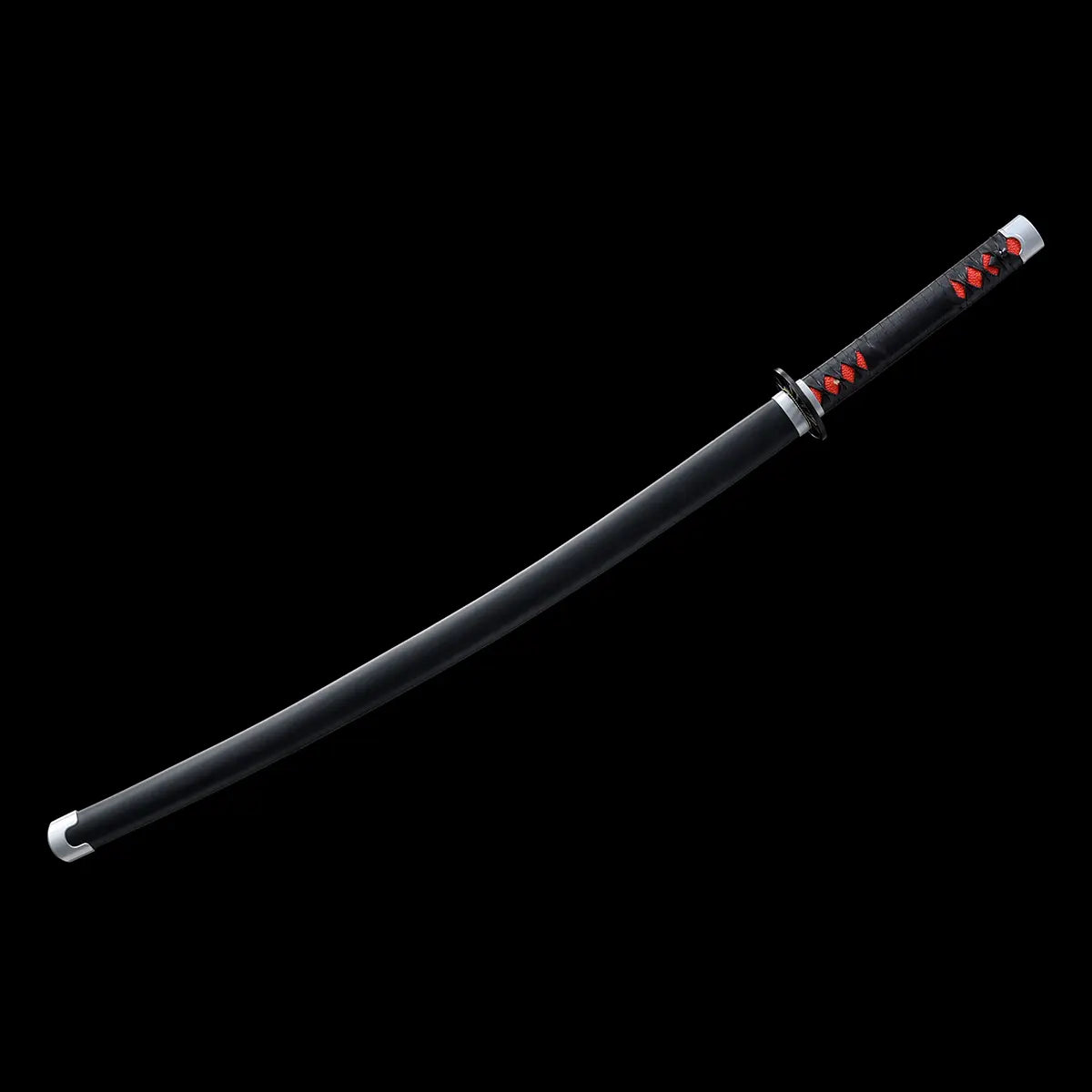 Katana Kamado Tanjirou Nichirin Noir avec fourreau noir laqué, réplique Demon Slayer en acier carbone 1045, finition haut de gamme.