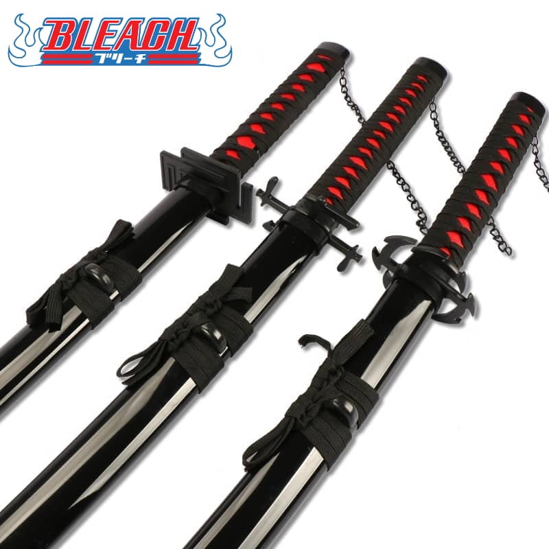 Set de 3 katana noir et rouge de ichigo kurosaki dans bleach