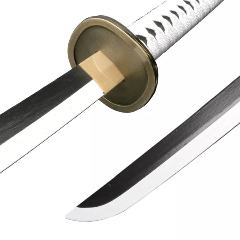 Katana en bois de bambou lame peinte couleur blanche