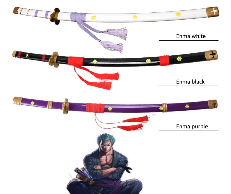 Liste des diffèrent de katana en bois de la collection Enma sabre de Roronoa zoro dans One Piece accessoire de cosplay de haute qualité