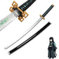 Katana en bois accessoire de cosplay du personnage Muichiro Tokito dans le manga Demon Slayer sabre lame couleur métal manche cuir noir