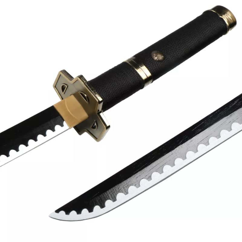 Katana en bois de bambou lame peinte couleur noir 