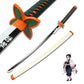 Katana en bois accessoire de cosplay du personnage kocho shinobu dans le manga Demon Slayer sabre de couleur couleur vert et orange