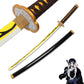 Katana en bois accessoire de cosplay du personnage Kaigaku dans le manga Demon Slayer sabre de couleur noir et jaune