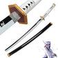 Katana en bois accessoire de cosplay du personnage Sabito dans le manga Demon Slayer sabre de couleur blanc et noir