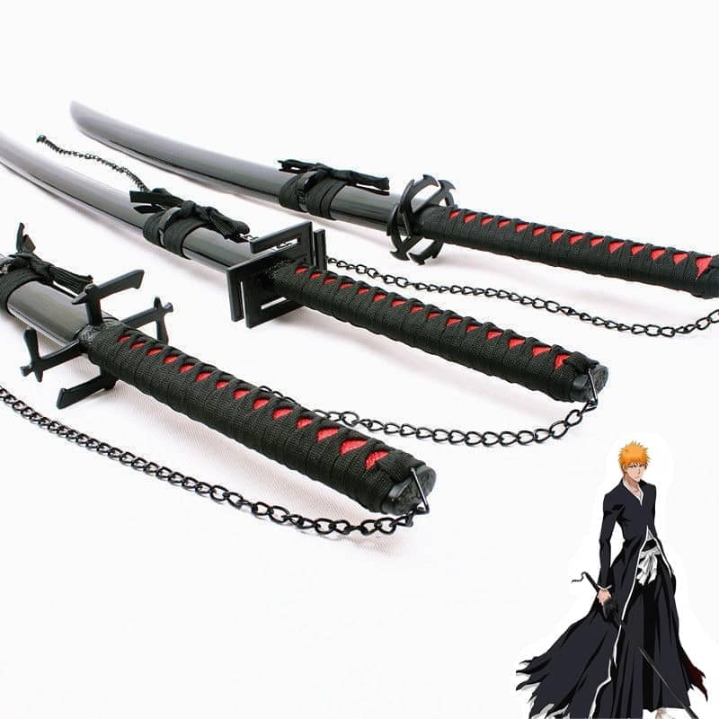 Katana cosplay en bois du personnage Kurosaki Ichigo dans l'animé bleach