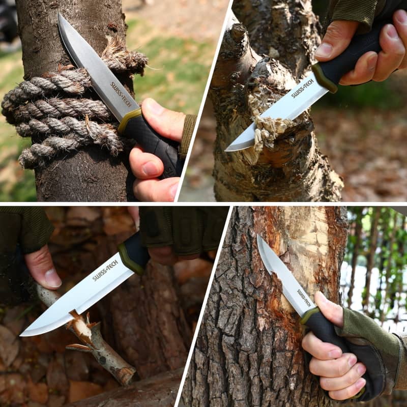 couteau de bushcraft de survie et edc de la marque swiss tech