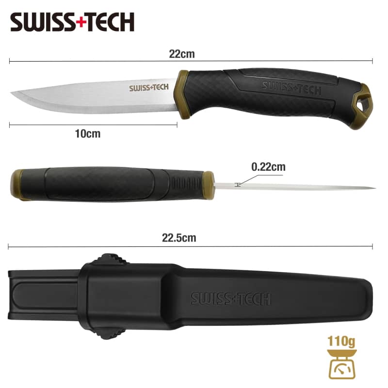 dimenssion du couteau de survie swiss tech