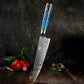 couteau de chef japonais en acier damas collection blue saphir