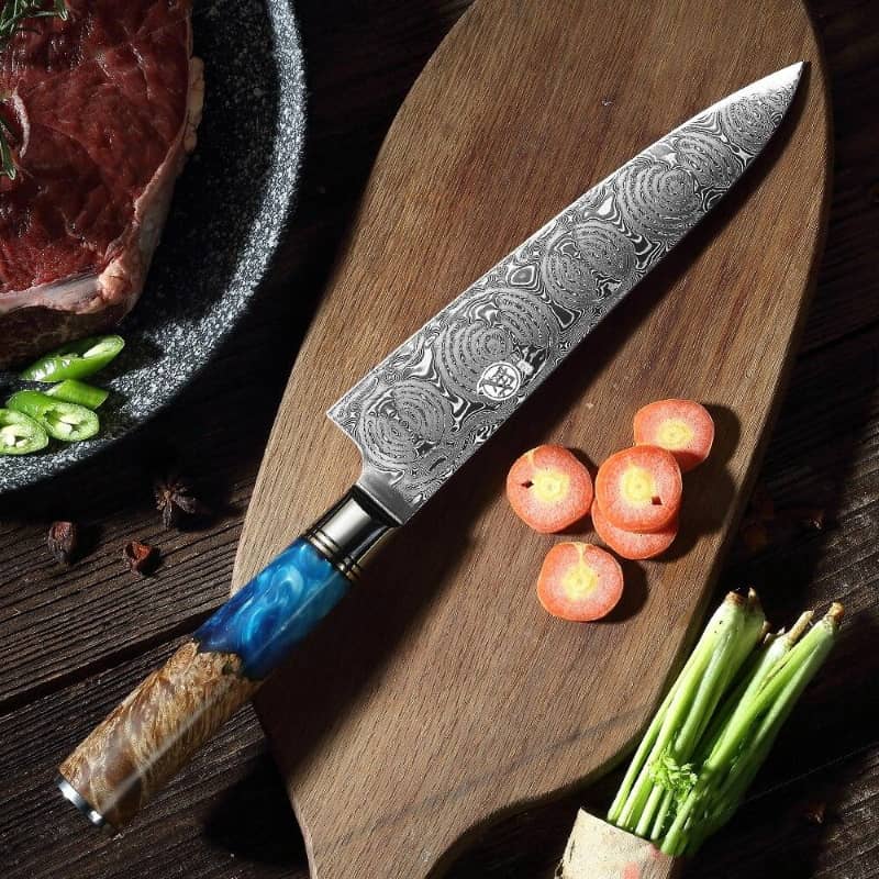 Acheter Couteau de Chef damas de 8 pouces, couteau de cuisine, Sashimi de  saumon, couteau damas, couteau à trancher, couteau de cuisine