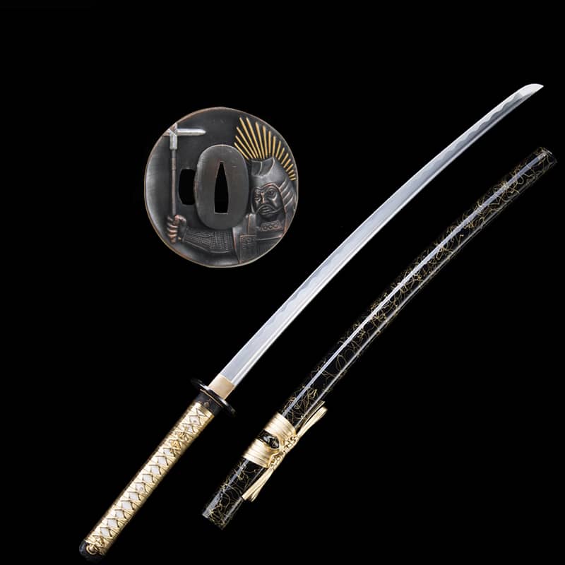 katana d'entrainement pour les art martiaux et la décoration couleur noir et doré 