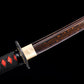 Lame de katana Yasuke bi-couleur noir et rouge processus de fabrication ancestral japonais Mokume-gane acier plié 